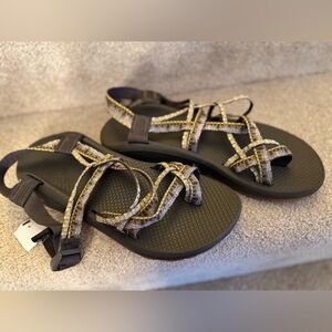 NWOT Chaco Women's Z/Cloud X2 Remix Sandal Size 10 Yellow Brown Gray